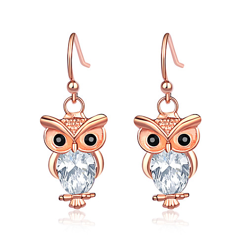 

Women's Clear Cubic Zirconia Drop Earrings Classic Owl Stylish Korean Modern Earrings Jewelry Silver / Rose Gold For Masquerade Going out 1 Pair