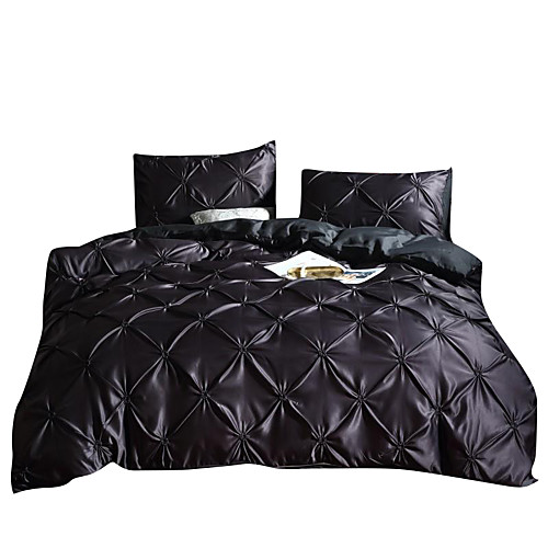 

Duvet Cover Sets Solid Color /Luxury / Contemporary Polyster Pleated 3 Piece Bedding Set With Pillowcase Bed Linen Sheet Single Double Queen King Size Quilt Covers Bedclothes