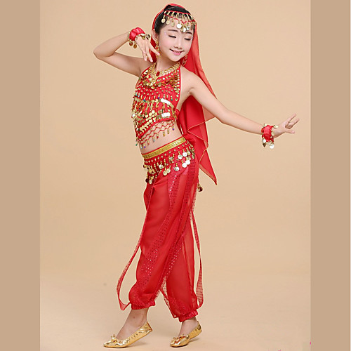 фото Индийская девушка болливуд детские девочки азиатский пайетки костюм танца живота назначение halloween выступление фестиваль шифон пайетки кофты брюки головные уборы Lightinthebox