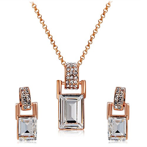 

Women's Clear Crystal Drop Earrings Pendant Necklace Artistic Unique Design Cute Rose Gold Plated Imitation Diamond Earrings Jewelry Champagne For Engagement Daily Formal 3pcs