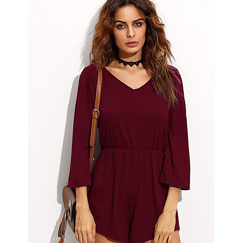 

Жен. Черный Желтый Винный Комбинезоны, Однотонный M L XL