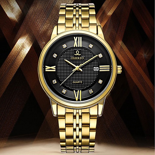 

Men's Dress Watch Quartz Stainless Steel Silver / Gold Water Resistant / Waterproof Calendar / date / day Creative Analog Casual Fashion - Black Silver GoldenBlack
