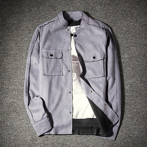 

Муж. Повседневные Классический Весна & осень Обычная Куртка, Однотонный Воротник-стойка Длинный рукав Полиэстер Коричневый / Серый / Светло-серый L / XL / XXL