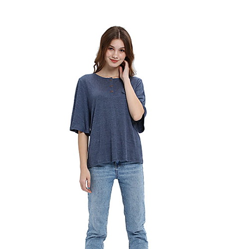 

Жен. Футболка Тонкие Однотонный