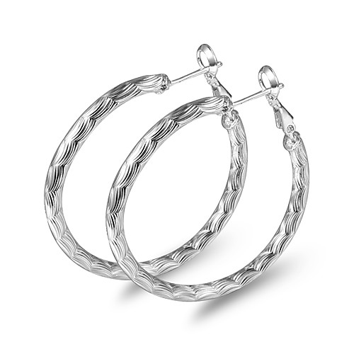 

Women's Hoop Earrings Earrings Twisted Machete Trendy Fashion Cute Elegant Silver Plated Earrings Jewelry Silver For Birthday Engagement Gift Daily Date 1 Pair