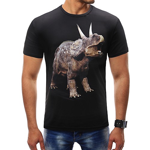 

Муж. С принтом Футболка Хлопок, Круглый вырез Геометрический принт Белый XXL