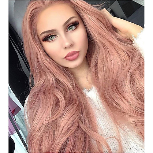 

Synthetic Lace Front Wig Natural Wave Kardashian Style Middle Part Lace Front Wig Natural Black Pink Synthetic Hair 20-26 inch Women's Natural Hairline Rose Pink Wig Long Sylvia 180% Density