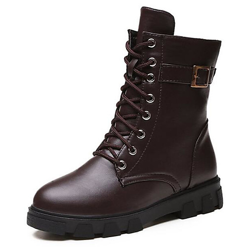 

Жен. Полиуретан Наступила зима Ботинки На плоской подошве Сапоги до середины икры Черный / Кофейный / Коричневый