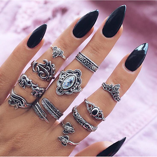 

Жен. Черный Белый Старинный Кольцо Ring Set Акрил Сплав Цветы Слон Винтаж Романтика Модные кольца Бижутерия Золотой / Серебряный Назначение День рождения Свидание Валентин фестиваль 11pcs