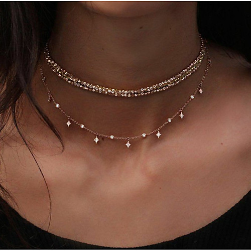 

Women's Layered Necklace Stacking Stackable Star European Fashion Chrome Gold 33 cm Necklace Jewelry 1pc For Date