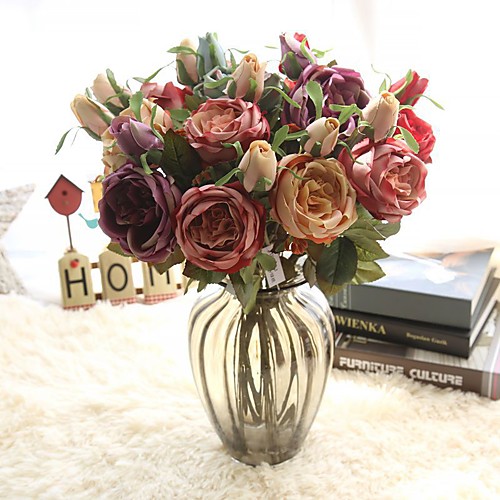 

Искусственные Цветы 1 Филиал Классический европейский Розы Вечные цветы Букеты на стол