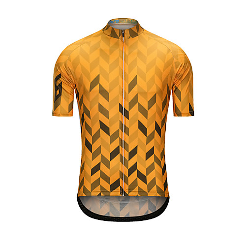 

Men's Short Sleeve Cycling Jersey Yellow Bike Jersey Top Sports Terylene Clothing Apparel / High Elasticity