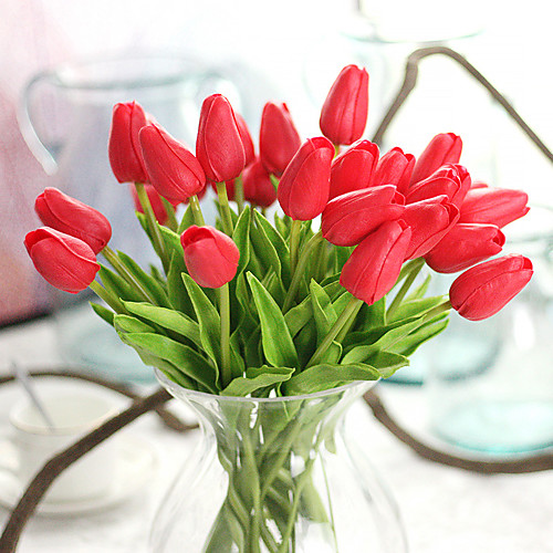 

Искусственные Цветы 10 Филиал Классический европейский Простой стиль Тюльпаны Вечные цветы Букеты на стол