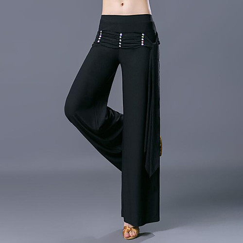

Ballroom Dance Bottoms Women's Training / Performance Polyester Ruching / Crystals / Rhinestones Natural Pants
