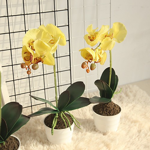 

Искусственные Цветы 1 Филиал Классический европейский Вечные цветы Phalaenopsis Букеты на стол