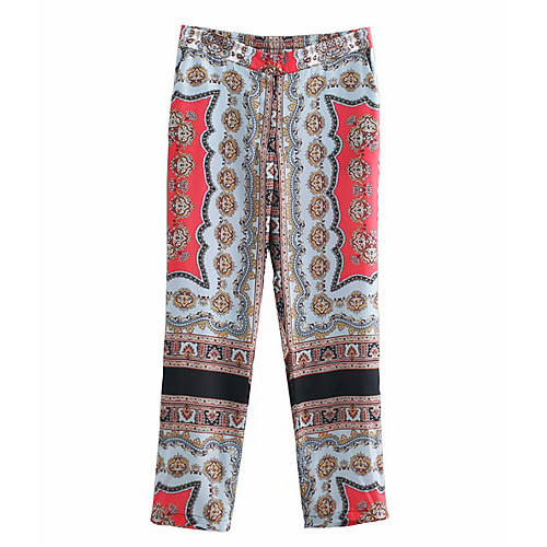 

Жен. Уличный стиль Чино Брюки - С принтом Красный