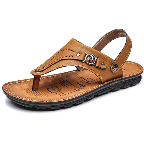 

Муж. Комфортная обувь Полиуретан Лето На каждый день Сандалии Для прогулок Доказательство износа Коричневый / Хаки