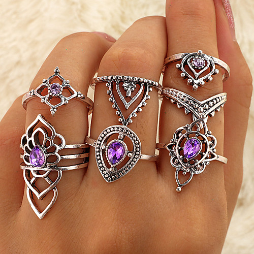 

Жен. Фиолетовый Классический Кольцо Ring Set Корона Flower Shape Везучий модный Мода Богемный Модные кольца Бижутерия Серебряный Назначение Для вечеринок Повседневные Для улицы День рождения 7pcs