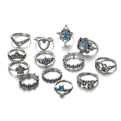 

Women's Ring full finger ring 13pcs Silver Alloy Elegant Holiday European Holiday Wedding Party Jewelry