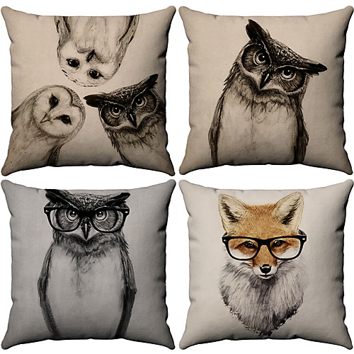 

4.0 штук Хлопок / Лён Наволочки, Животное Животные С узором