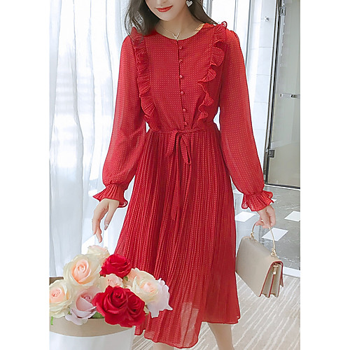 

женское платье свинг длиной до колен красный бежевый s m l xl