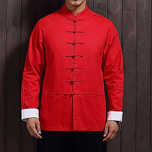 

Муж. Повседневные Классический Осень Обычная Пальто, Однотонный Воротник-стойка Длинный рукав Хлопок Красный / Светло-синий / Военно-зеленный XXL / XXXL / XXXXL