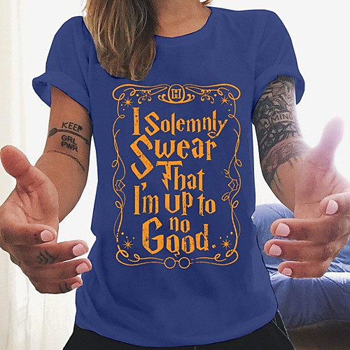 

Жен. С принтом Футболка Хлопок Буквы Красный L