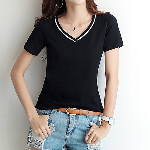 

Жен. Футболка Тонкие Однотонный