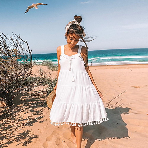 

2019 New Arrival Sundresses Women's Elegant A Line Sundress Elbise Vestidos Robe Femme White M L XL