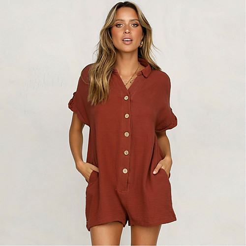 

Жен. Классический Розовый Винный Хаки Комбинезоны, Однотонный M L XL