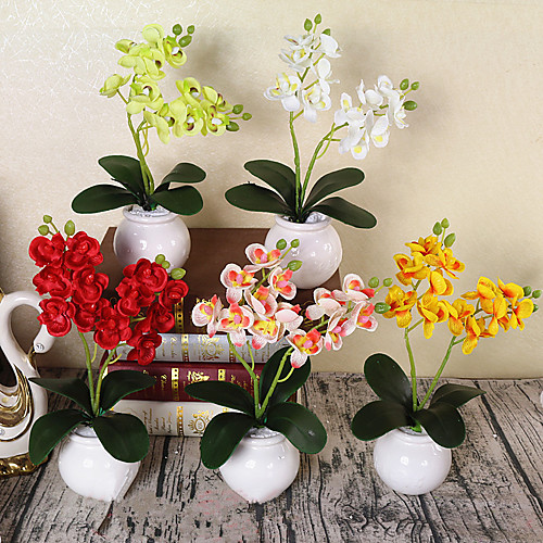 

Искусственные Цветы 1 Филиал Классический европейский Орхидеи Вечные цветы Phalaenopsis Букеты на стол