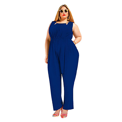 

Жен. Синий Белый Черный Комбинезоны, Однотонный XXXL XXXXL XXXXXL