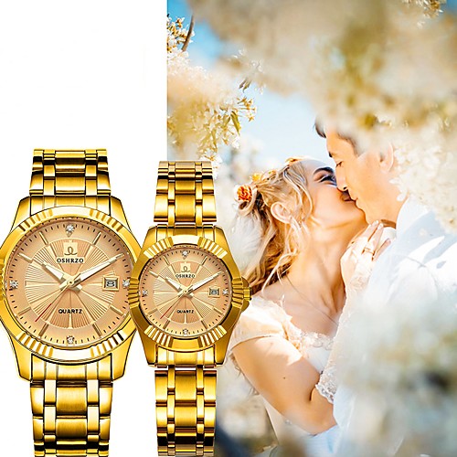 

Couple's Dress Watch Quartz Matching His And Her Stainless Steel Gold 30 m Water Resistant / Waterproof Calendar / date / day New Design Analog Vintage Fashion - White Black Rose Gold