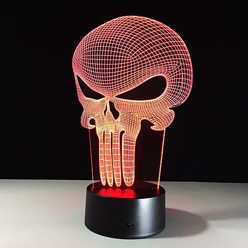 

черепа 3d визуальные светодиодные ночные смены цвета настольная лампа пластина огни изменение цвета творческий 5 В