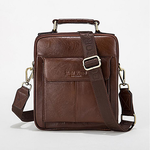 

Men's Zipper Cowhide Shoulder Messenger Bag Black / Yellow / Coffee