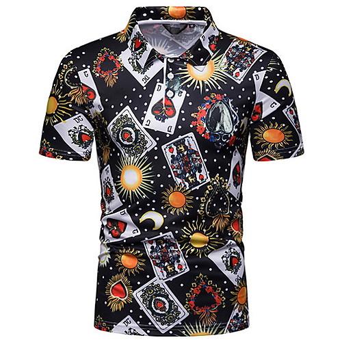 

Муж. Polo Рубашечный воротник Мультипликация Черный L