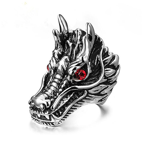 

Men's Ring 1pc Silver Titanium Steel Geometric Fashion Gift Daily Jewelry Retro Engraved Dragon Cool