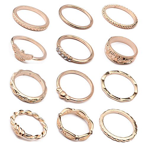 

Women's Ring full finger ring 12pcs Gold Alloy Elegant Holiday European Holiday Wedding Party Jewelry