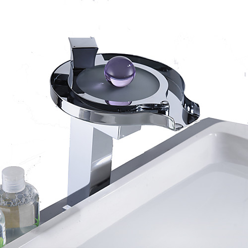 

Ванная раковина кран - LED Хром Свободно стоящий Одной ручкой Два отверстияBath Taps / Нержавеющая сталь