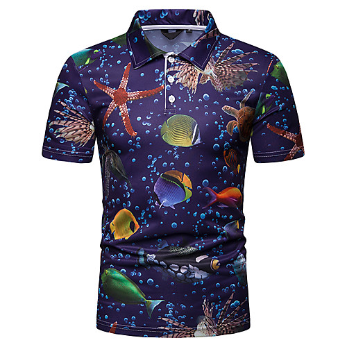 

Муж. С принтом Polo Рубашечный воротник Однотонный Темно синий L