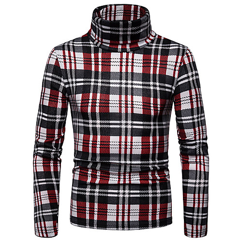 

Муж. В клетку Пуловер Осень / Зима Черный / Красный / Хаки L / XL / XXL