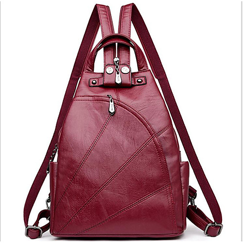 

PU Zipper Commuter Backpack Daily Gray / Purple / Wine