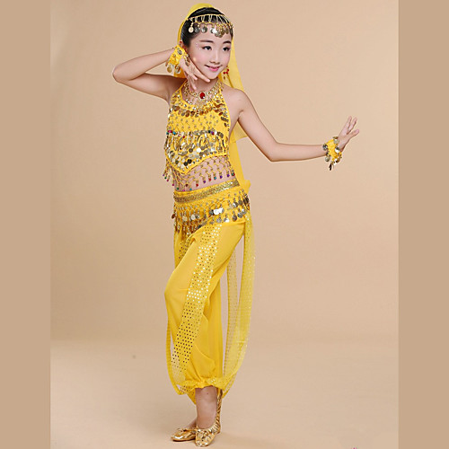 фото Индийская девушка болливуд детские девочки азиатский пайетки костюм танца живота назначение halloween выступление фестиваль шифон пайетки кофты брюки головные уборы Lightinthebox