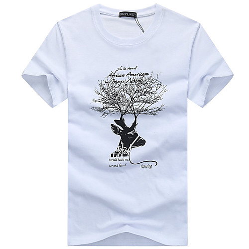 

Муж. Футболка Хлопок, Круглый вырез Графика / Буквы