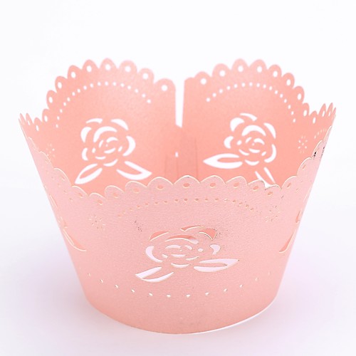 

Круглые Розовая бумага Фавор держатель с Волнообразный Упаковка и коробки для кексов - 50