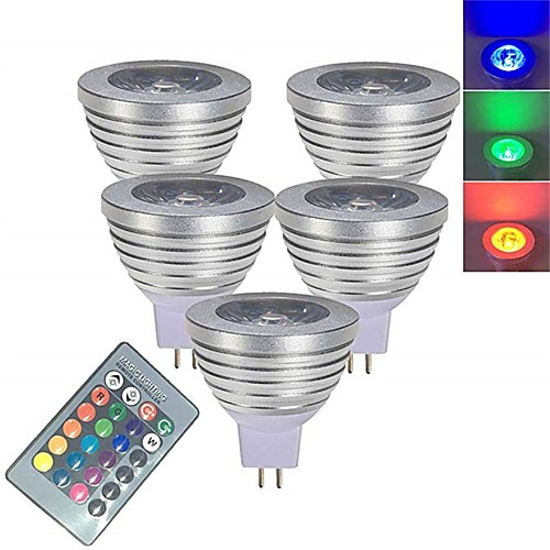 

5 шт. 3 W Точечное LED освещение Умная LED лампа 250 lm MR16 1 Светодиодные бусины SMD 5050 Smart Диммируемая На пульте управления RGBW 12 V / RoHs