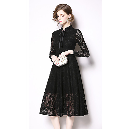 

Жен. Классический Оболочка Платье - Однотонный, Пэчворк Средней длины