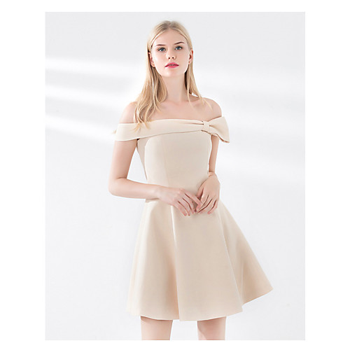 

А-силуэт С открытыми плечами Короткий Сатин Платье для подружек невесты с Бант(ы) от LAN TING Express