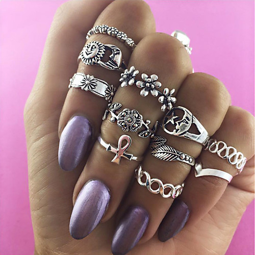 

Жен. Старинный Кольцо Ring Set Загар и защита от солнца MOON Цветы модный Мода Богемный Модные кольца Бижутерия Золотой / Серебряный Назначение / 11pcs