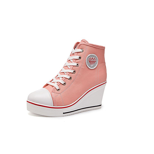 

Women's Sneakers Wedge Heel Canvas Spring & Fall Black / White / Red